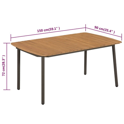 Table de jardin 150 x 90 cm en acacia massif et acier