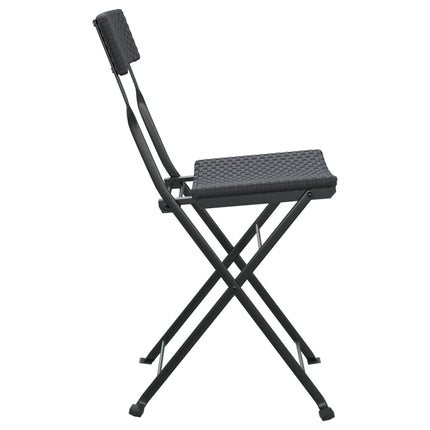 Lot de 2 chaises de jardin pliantes en résine tressée noire et acier
