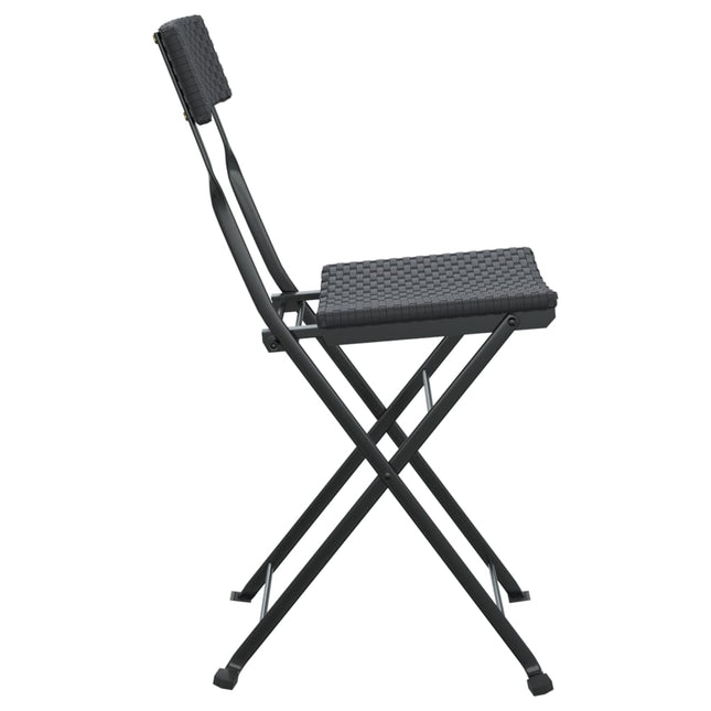 Lot de 2 chaises de jardin pliantes en résine tressée noire et acier
