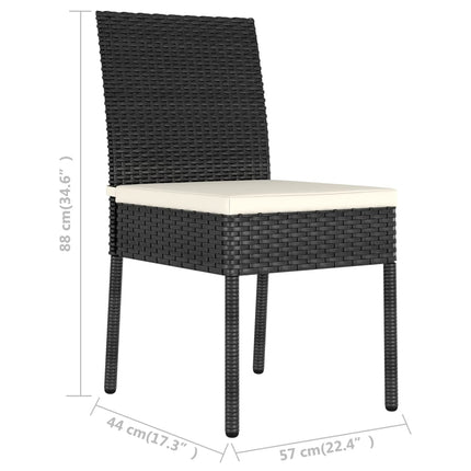 Lot de 2 chaises à manger de jardin en résine tressée noire coussins crème