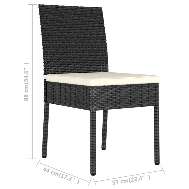 Lot de 2 chaises à manger de jardin en résine tressée noire coussins crème