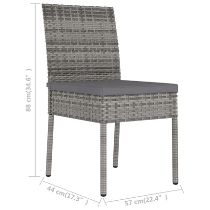 Lot de 2 chaises de jardin en résine tressée grise coussins gris