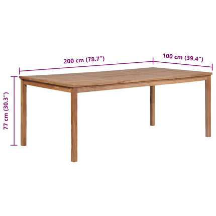 Table de jardin 200 x 100 cm en teck massif