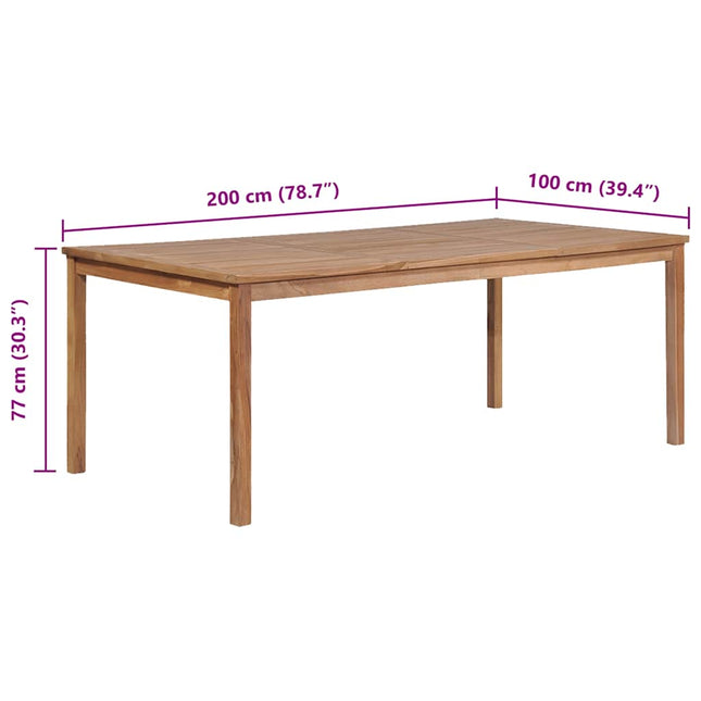 Table de jardin 200 x 100 cm en teck massif