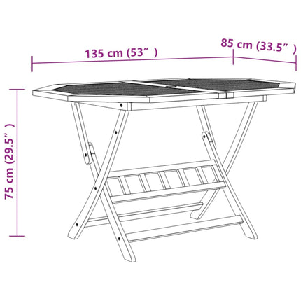 Table et chaises pliantes de jardin 6 places en bois d'acacia massif