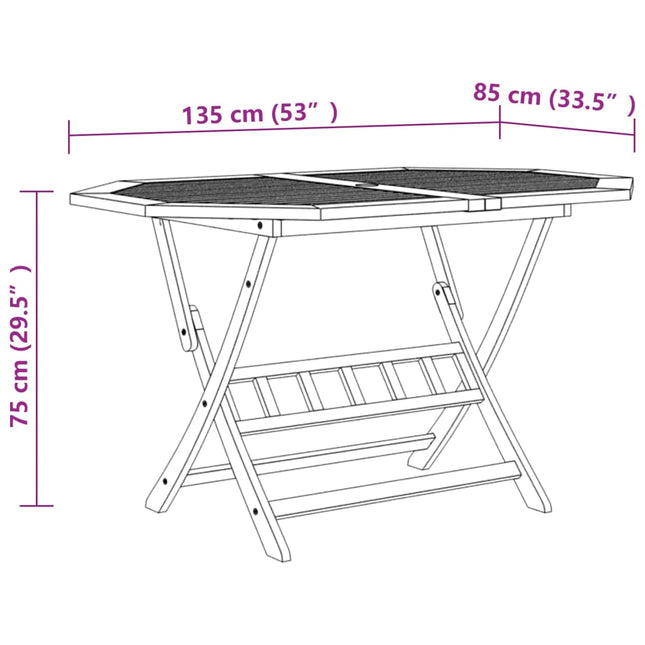 Table et chaises pliantes de jardin 6 places en bois d'acacia massif