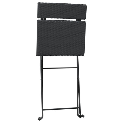 Lot de 2 chaises de jardin pliantes en résine tressée noire et acier