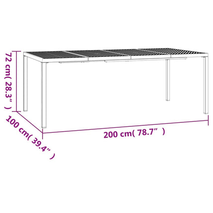Table repas extérieure en acier anthracite 200 x 100 cm