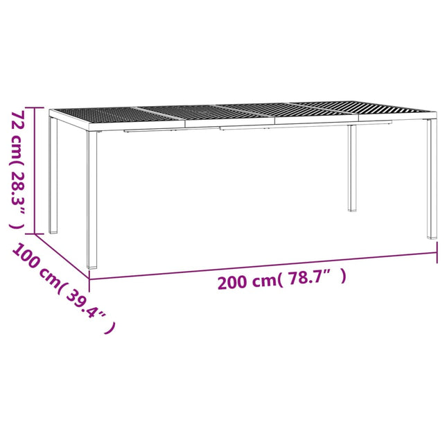 Table repas extérieure en acier anthracite 200 x 100 cm