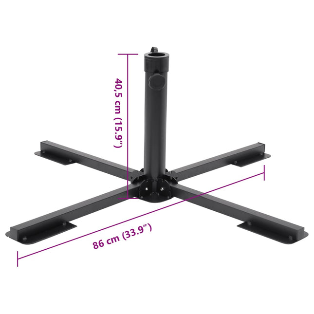 Base de parasol pliable pour mât Ø38/48 mm noir brillant acier