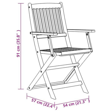 Table et chaises pliantes de jardin 6 places en bois d'acacia massif