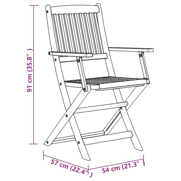 Table et chaises pliantes de jardin 6 places en bois d'acacia massif
