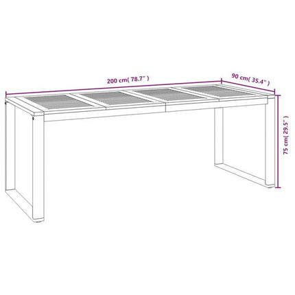Table de jardin 200 x 90 cm en acacia massif et métal