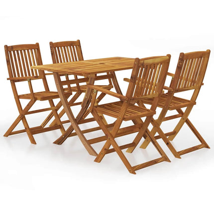 Table et chaises de jardin pliantes 4 places en bois d'acacia massif