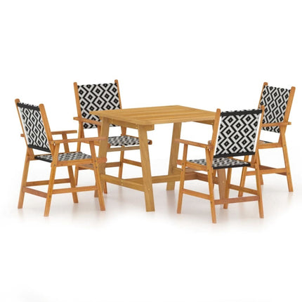 Table de jardin carrée avec 4 chaises en acacia massif et résine tressée
