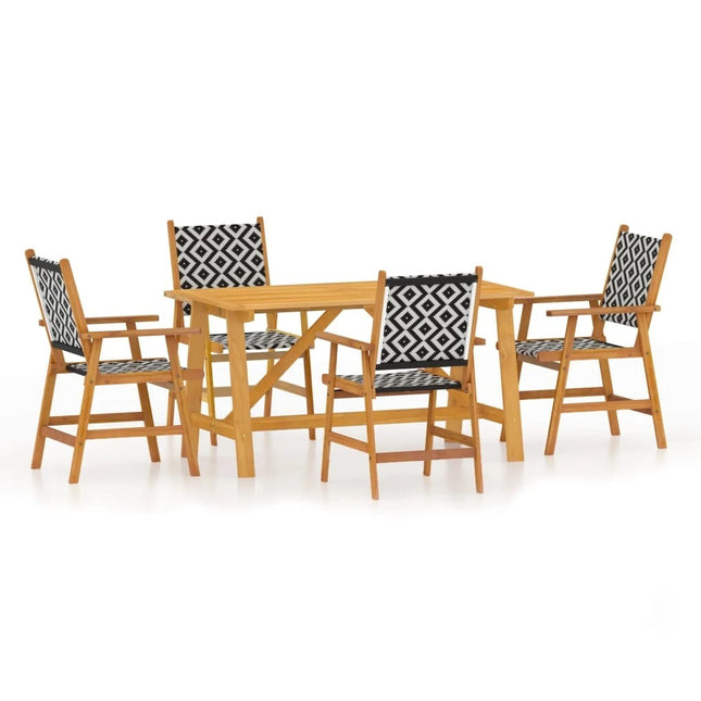 Table et 4 chaises de jardin en acacia massif et résine tressée
