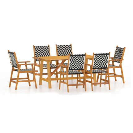 Table et 6 chaises de jardin en acacia massif et résine tressée