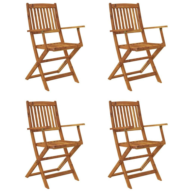 Table et chaises de jardin pliantes 4 places en bois d'acacia massif