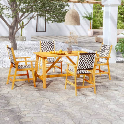 Table et 4 chaises de jardin en acacia massif et résine tressée