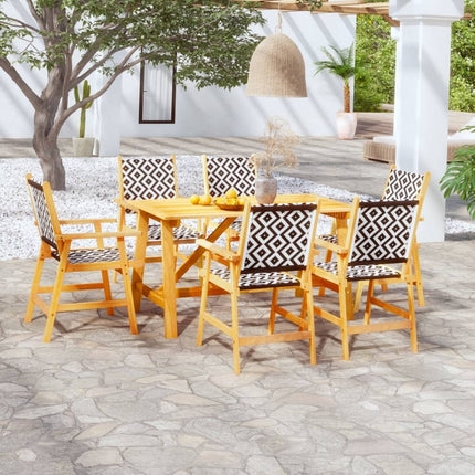Table et 6 chaises de jardin en acacia massif et résine tressée