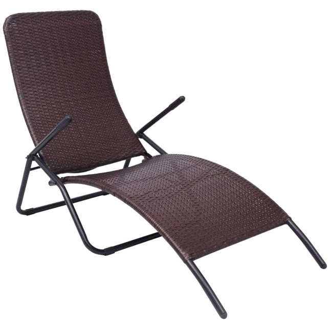 Bain de soleil pliable résine tressée marron réglable