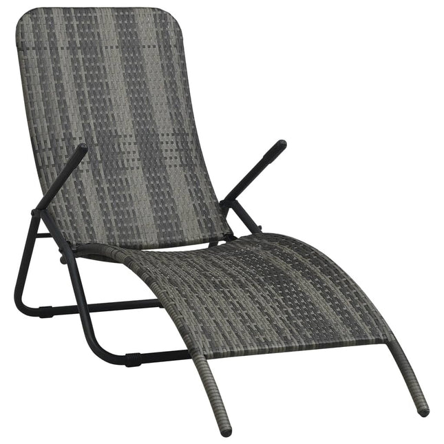 Bain de soleil pliable résine tressée gris chiné réglable