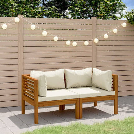 Canapé de jardin et coussin crème bois d'acacia massif