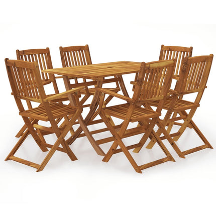 Table et chaises de jardin pliantes 6 places en bois d'acacia massif