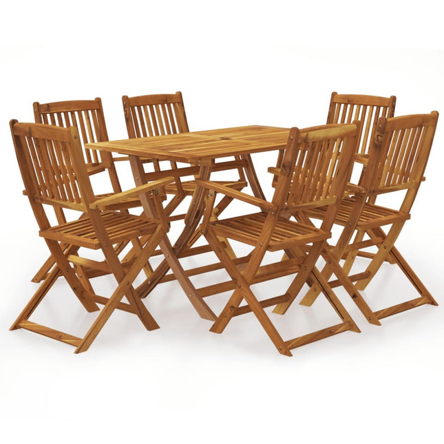Table et chaises de jardin pliantes 6 places en bois d'acacia massif