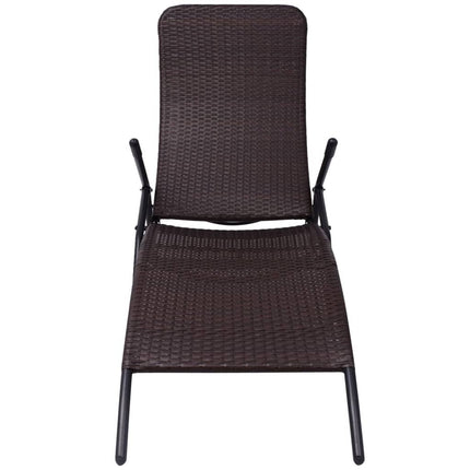 Bain de soleil pliable résine tressée marron réglable