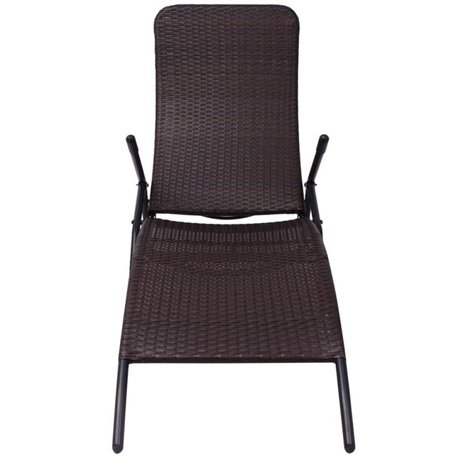 Bain de soleil pliable résine tressée marron réglable