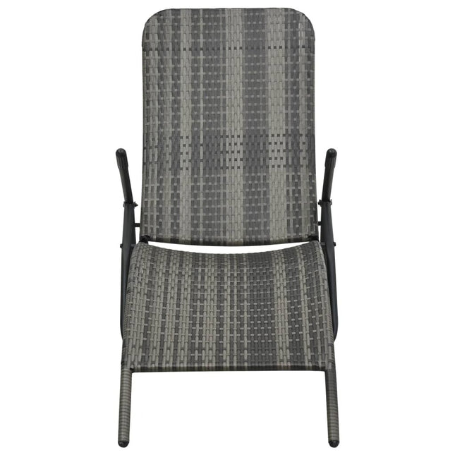 Bain de soleil pliable résine tressée gris chiné réglable