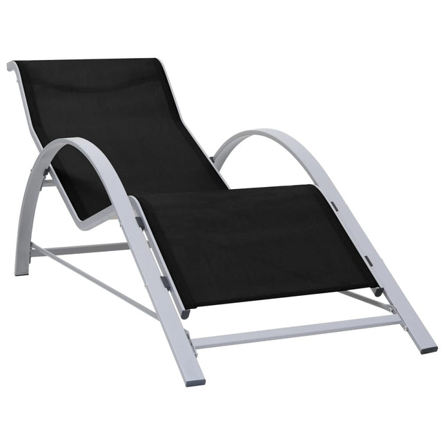 Bain de soleil en textilène noir et aluminium