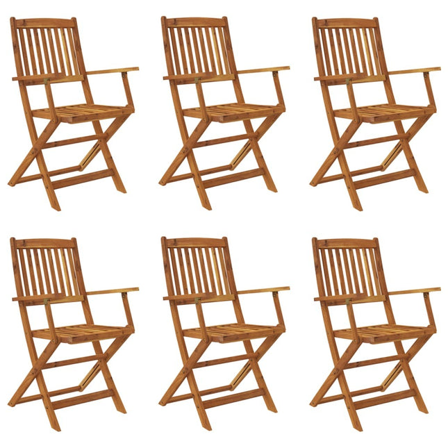Table et chaises de jardin pliantes 6 places en bois d'acacia massif