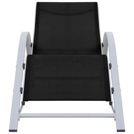 Bain de soleil en textilène noir et aluminium