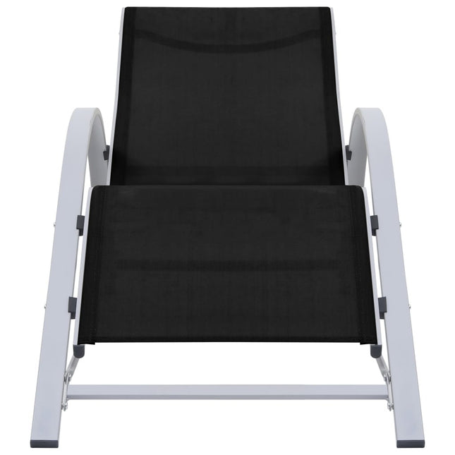Bain de soleil en textilène noir et aluminium