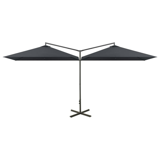 Parasol de jardin double avec mât en acier anthracite 600 x 300cm