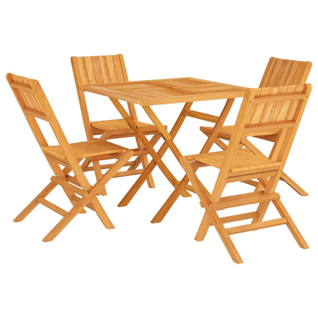 Table de jardin 85 cm et 4 chaises de jardin pliantes en teck massif