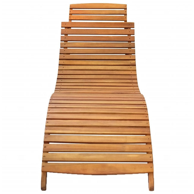 Chaise longue bois d'acacia massif marron