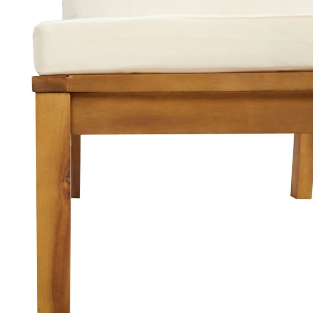 Canapé de jardin et coussin crème bois d'acacia massif
