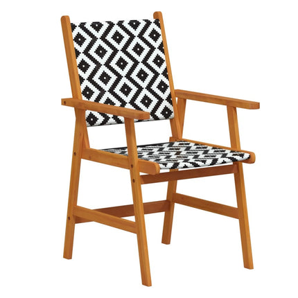 Table et 4 chaises de jardin en acacia massif et résine tressée