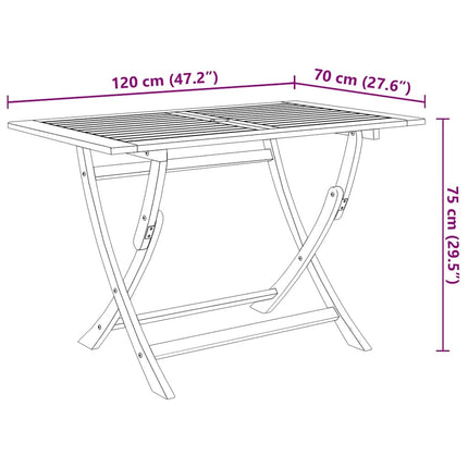 Table et chaises de jardin pliantes 4 places en bois d'acacia massif