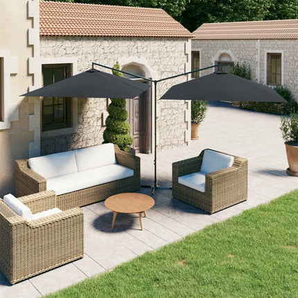 Parasol de jardin double avec mât en acier anthracite 600 x 300cm