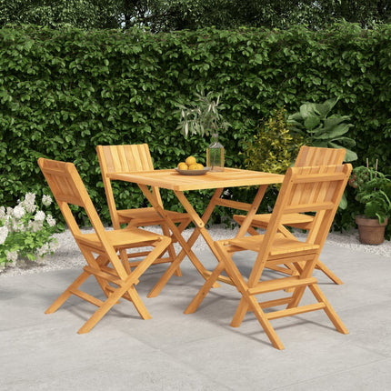 Table de jardin 85 cm et 4 chaises de jardin pliantes en teck massif