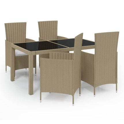 Table et fauteuils de jardin 4 places en résine tressée beige