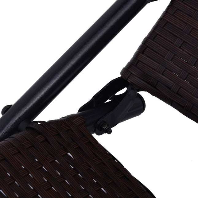 Bain de soleil pliable résine tressée marron réglable