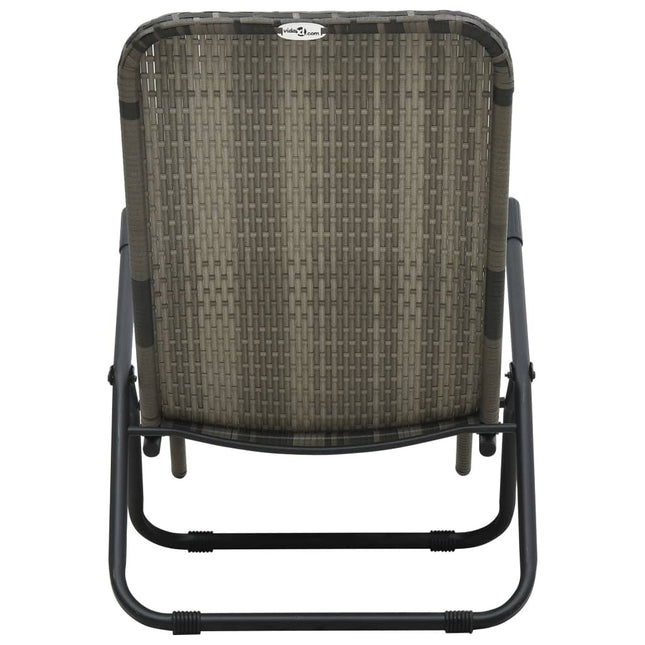 Bain de soleil pliable résine tressée gris chiné réglable