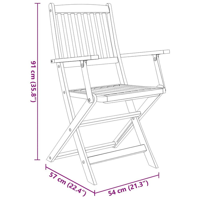Table et chaises de jardin pliantes 4 places en bois d'acacia massif