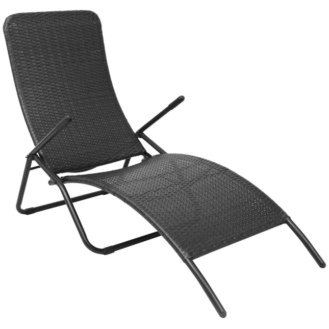 Bain de soleil pliable résine tressée noire réglable