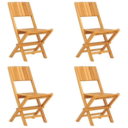 Table de jardin 85 cm et 4 chaises de jardin pliantes en teck massif